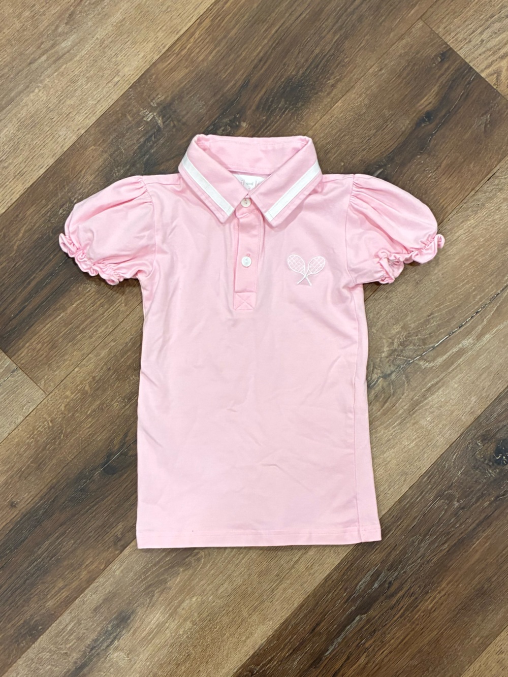 Cecil & Lou Pink Tennis Polo Top Shirt Sports Team Racket Country Club 5 Girl